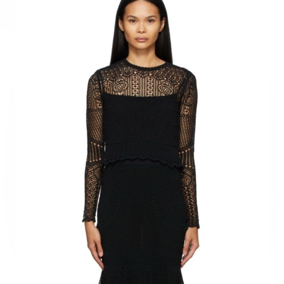 Alexander McQueen Tops - BNWT Alexander McQueen Black Patchwork Lace Top, size M